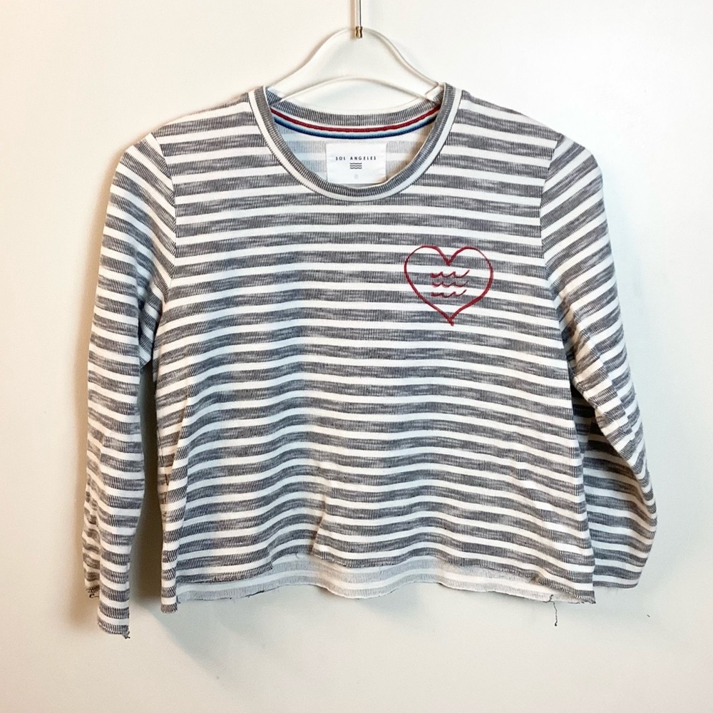 Sol Angeles Striped Self Cropped Top - Black/White - S